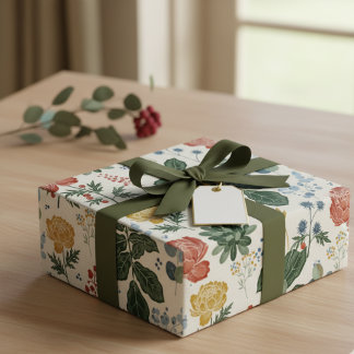 Nordic Botanical Floral Wrapping Paper Cadeaupapier