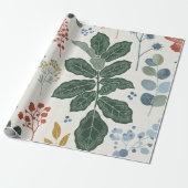 Nordic Botanical Floral Wrapping Paper Cadeaupapier (Uitgerold)