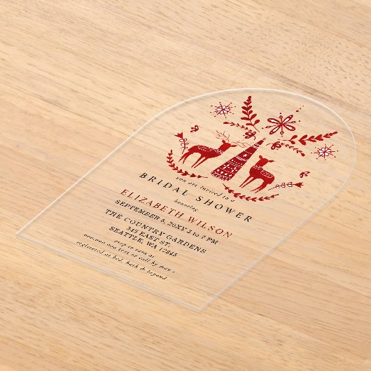 Nordic Buck and Doe Christmas Bridal Shower  Acryl Uitnodigingen (Laagn)