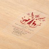 Nordic Buck and Doe Christmas Engagement Party Acryl Uitnodigingen (Laagn)