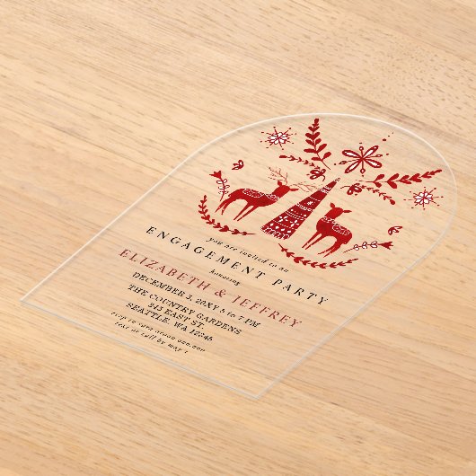 Nordic Buck and Doe Christmas Engagement Party Acryl Uitnodigingen (Laagn)