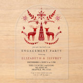 Nordic Buck and Doe Christmas Engagement Party Acryl Uitnodigingen (Voorkant)