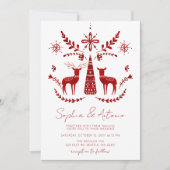 Nordic Buck and Doe Woodland Winter Wedding Kaart (Voorkant)
