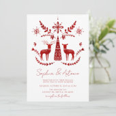 Nordic Buck and Doe Woodland Winter Wedding Kaart (Staand voorkant)