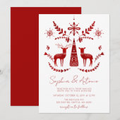 Nordic Buck and Doe Woodland Winter Wedding Kaart (Voorkant / Achterkant)