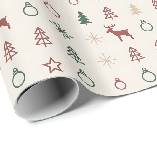 Nordic Calm Modern Holiday Pattern Cadeaupapier (Rol Hoek)