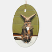 Nordic Cat is niet geamuseerd Keramisch Ornament (Links)