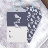 Nordic Christmas Blue Birds Cadeaulabel