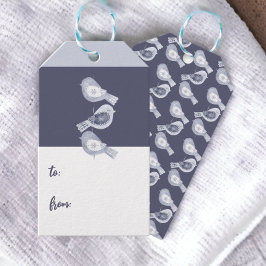 Nordic Christmas Blue Birds Cadeaulabel