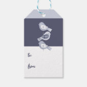 Nordic Christmas Blue Birds Cadeaulabel (Voorkant)