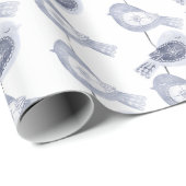 Nordic Christmas Blue Birds Cadeaupapier (Rol Hoek)