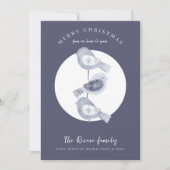 Nordic Christmas Blue Birds Foto Feestdagenkaart (Voorkant)