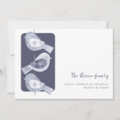 Nordic Christmas Blue Birds Foto Feestdagenkaart (Voorkant)