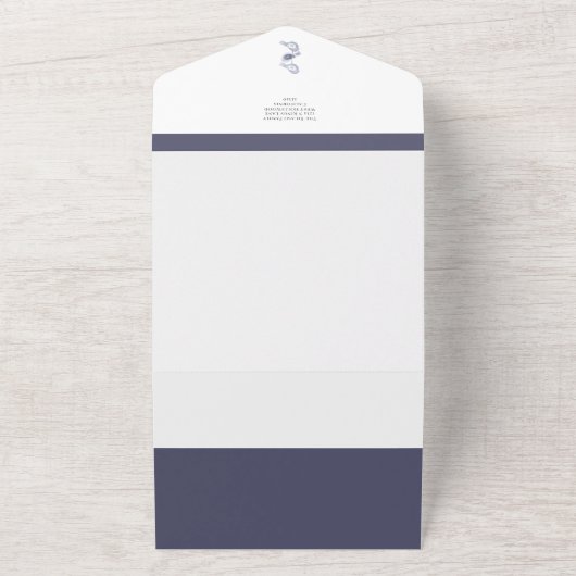 Nordic Christmas Blue Birds Foto Vakantie Kaart (Buitenkant)