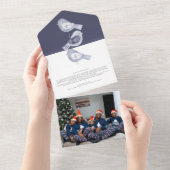 Nordic Christmas Blue Birds Foto Vakantie Kaart (Afscheurbaar)