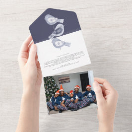 Nordic Christmas Blue Birds Foto Vakantie Kaart