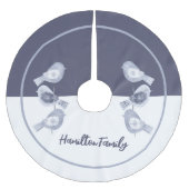 Nordic Christmas Blue Birds gepersonaliseerd Kerstboom Rok (Voorkant)