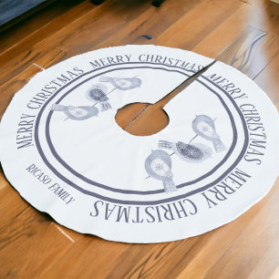 Nordic Christmas Blue Birds gepersonaliseerd Kerstboom Rok