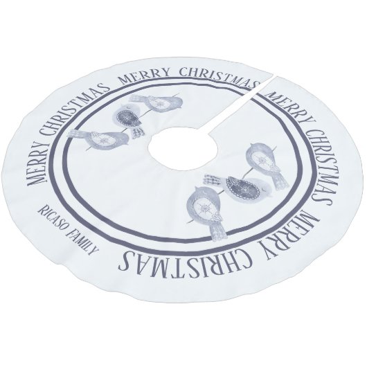 Nordic Christmas Blue Birds gepersonaliseerd Kerstboom Rok (Gekanteld)