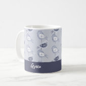 Nordic Christmas Blue Birds gepersonaliseerd Koffiemok (Voorkant links)