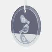 Nordic Christmas Blue Birds Glas Ornament (Voorkant links)