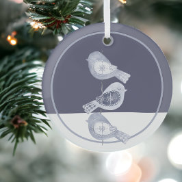 Nordic Christmas Blue Birds Glas Ornament