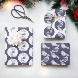 Nordic Christmas Blue Birds Inpakpapier Vel