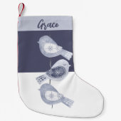 Nordic Christmas Blue Birds Kleine Kerstsok (Voorkant)