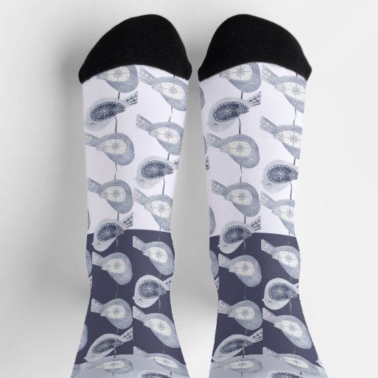 Nordic Christmas Blue Birds Sokken (Top)