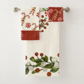 Nordic Christmas Candy Cane Krans Aangepaste naam Bad Handdoek (Insitu)