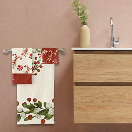 Nordic Christmas Candy Cane Krans Aangepaste naam Bad Handdoek