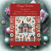 Nordic Christmas Cottage Scandinavian Village Red Feestdagenkaart