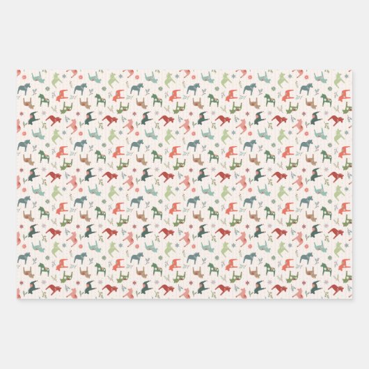 Nordic Christmas Dala Paard Wrapping Papier Bladen Inpakpapier Vel (Voorkant)