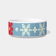 Nordic Christmas Dog Bowl – Sneeuwvlokken & Paw Pr
