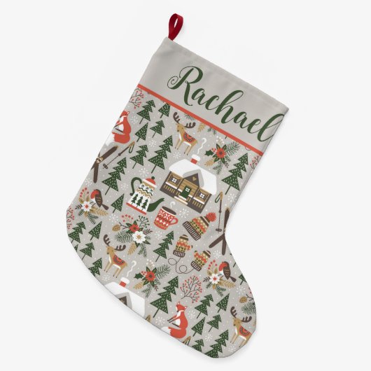 Nordic Christmas Elements met naam Grote Kerstsok (Voorkant (Hangend))