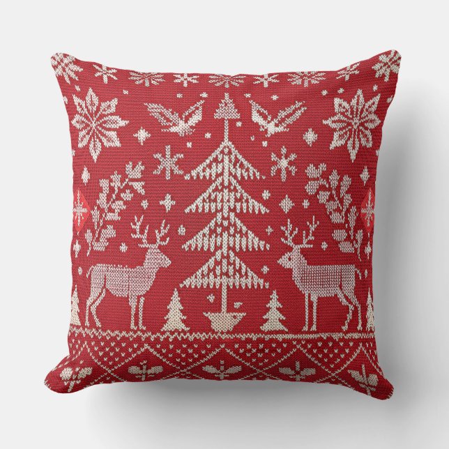 Nordic Christmas geborduurd Sierkussen Hoesje (Voorkant)