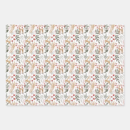Nordic Christmas Gift Wrap Scandi Holiday Deer Inpakpapier Vel (Voorkant 3)