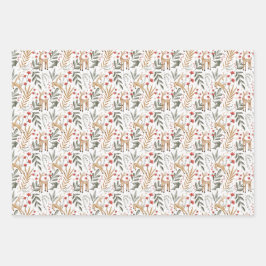 Nordic Christmas Gift Wrap Scandi Holiday Deer Inpakpapier Vel
