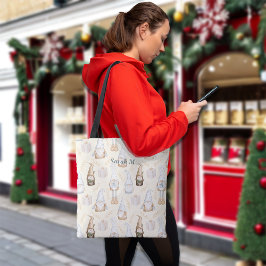 Nordic Christmas Gnomes Aangepaste naam Tote Bag