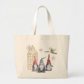 Nordic Christmas Gnomes & Home Aangepaste naam Grote Tote Bag (Voorkant)