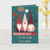 Nordic Christmas Gnomes Mid-Century Modern Cut Out Kaart (Gele Bloem)