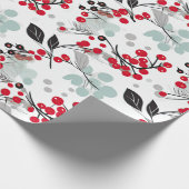 Nordic Christmas Holly Berry-inpakpapier Cadeaupapier (Hoek)