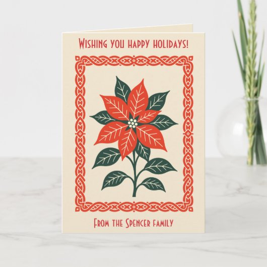 Nordic Christmas Minimal Style Poinsettia Kaart (Voorkant)