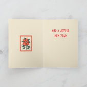 Nordic Christmas Minimal Style Poinsettia Kaart (Binnen)