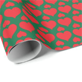 Nordic Christmas Red Hearts Cadeaupapier (Rol Hoek)
