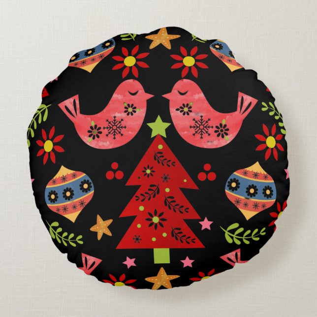 Nordic Christmas Round Pillow Rond Kussen (Achterkant)