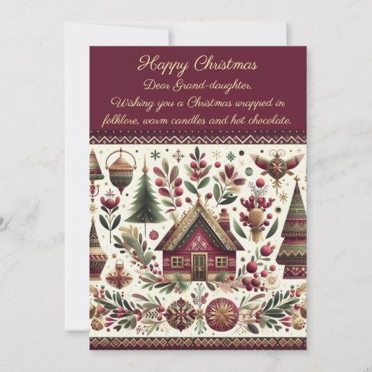Nordic Christmas Scandinavia Village GrandDaughter Feestdagenkaart (Voorkant)