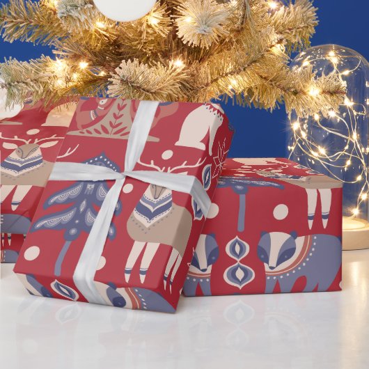 Nordic Christmas Scandinavische herten Cadeaupapier (Feestdagen)