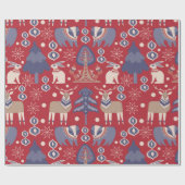 Nordic Christmas Scandinavische herten Cadeaupapier (Vlak)