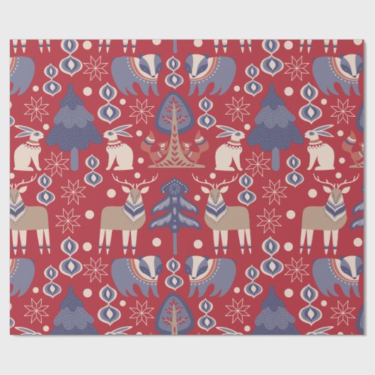 Nordic Christmas Scandinavische herten Cadeaupapier (Vlak)